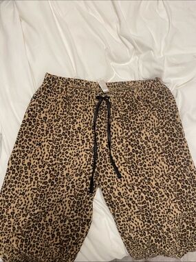 Leopard Print pj with Drawstring - Tan & Black